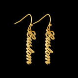 Diamond Dangle Name Earrings Personalized Stainless Steel Jewelry