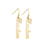 Diamond Dangle Name Earrings Personalized Stainless Steel Jewelry