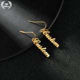 Diamond Dangle Name Earrings Personalized Stainless Steel Jewelry