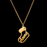 Personalized Christmas Socks Necklace for Women Custom Names Chain Pendant