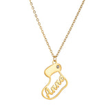 Personalized Christmas Socks Necklace for Women Custom Names Chain Pendant
