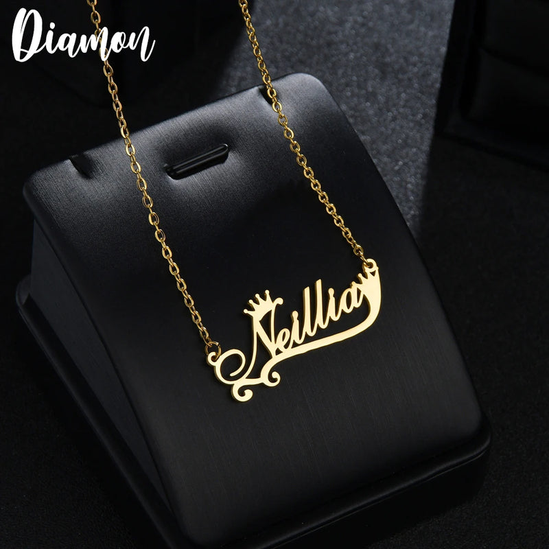 Diamon Custom Stainless Steel Necklace Choker Pendant Nameplate