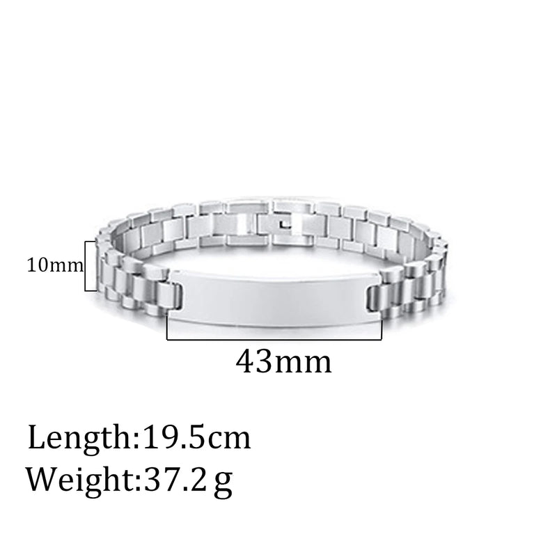 Personalized Engrave Name Date Men Bracelet Stainless Steel Bangle