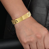 Personalized Engrave Name Date Men Bracelet Stainless Steel Bangle