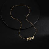 Diamon Personalized Hebrew Name Necklace Stainless Steel Nameplate For Women