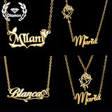 Custom Name Necklace with Rose Flower Pendant - Christmas Gift Jewelry