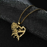 Custom Name Necklace with Rose Flower Pendant - Christmas Gift Jewelry