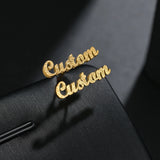 Diamon Personalized Name Stainless Steel Frosted Letter Stud Earrings
