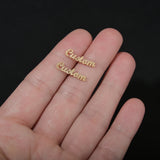 Diamon Personalized Name Stainless Steel Frosted Letter Stud Earrings