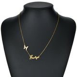 Personalized Zircon Butterfly Heart Name Choker Chain