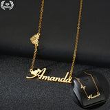 Personalized Zircon Butterfly Heart Name Choker Chain