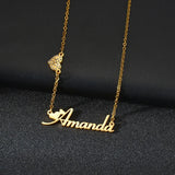 Personalized Zircon Butterfly Heart Name Choker Chain