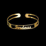 Personalized Stainless Steel Bracelet Open Name Bangle Heart Couple Jewelry