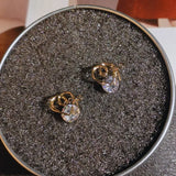14K Yellow Diamond Earring for Women Wedding Garnet Stud Orecchini