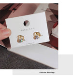 14K Yellow Diamond Earring for Women Wedding Garnet Stud Orecchini