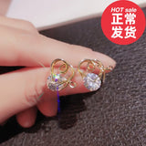 14K Yellow Diamond Earring for Women Wedding Garnet Stud Orecchini