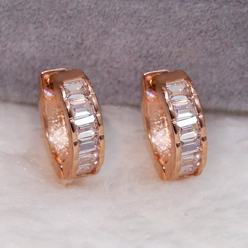 Diamond 14K Rose Earrings Bohemia Wedding Fine Jewelry Women