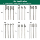 20PCS Diamond Burr Bits Set 1/8" Shank Stone Jewelry Ceramics Polishing Kits