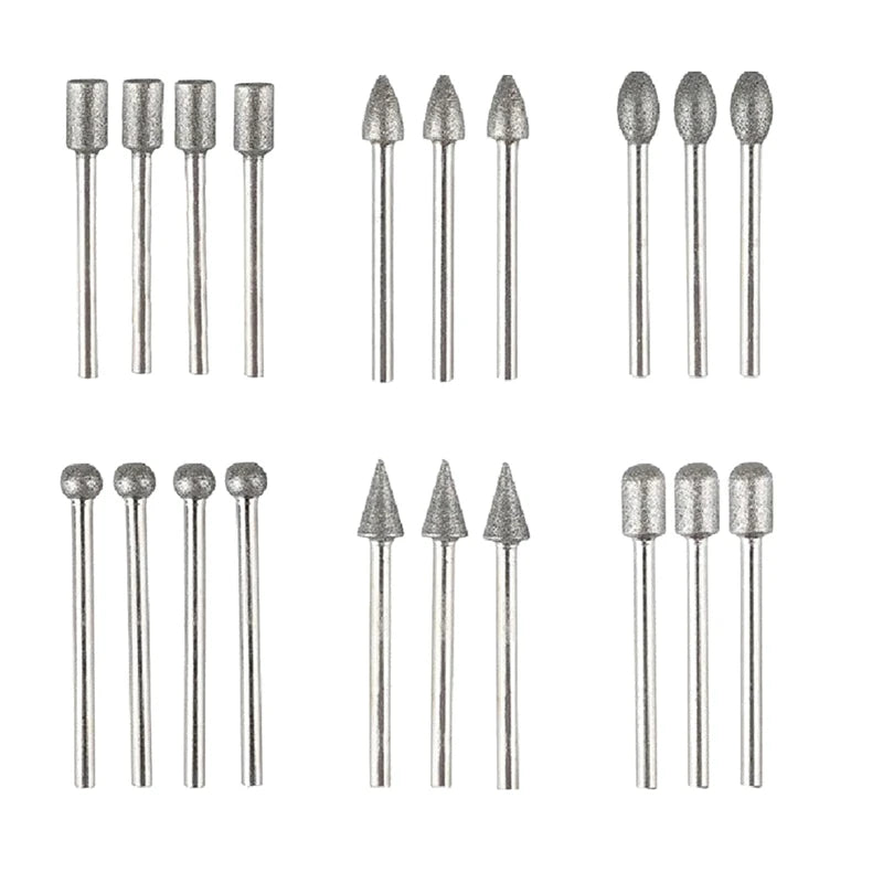 20PCs Diamond Burr Bits Set for Stone, Jewelry, Ceramics