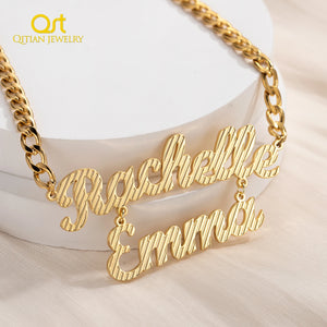 18k Plated Double Layer Name Necklace for Women