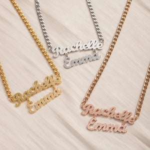 18k Plated Double Layer Name Necklace for Women