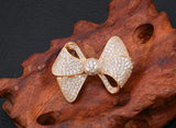 14K Solid Diamond Bowknot Brooch for Women