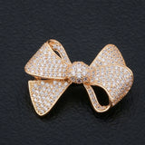 14K Solid Diamond Bowknot Brooch for Women