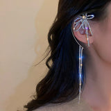 Diamond Flower Tassel Earrings for Women