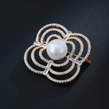 Diamond Flower S925 Silver Brooch Women Anniversary Jewelry