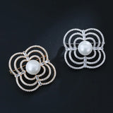 Diamond Flower S925 Silver Brooch Women Anniversary Jewelry