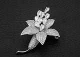 Diamond Flower S925 Silver Brooch for Women Anniversary Jewelry