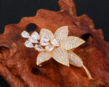 Diamond Flower S925 Silver Brooch for Women Anniversary Jewelry