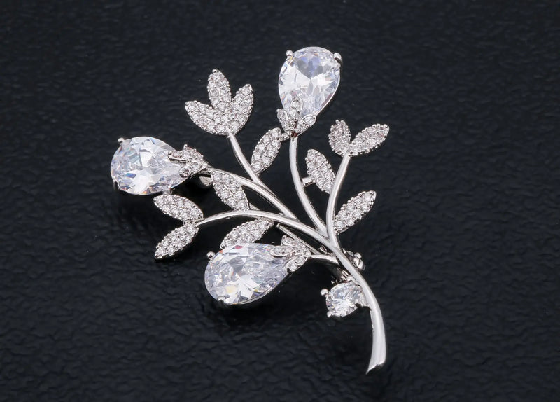 Diamond Flower S925 Silver Brooches for Women