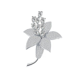 Diamond Flower S925 Silver Brooch for Women Anniversary Jewelry