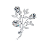 Diamond Flower S925 Silver Brooches for Women