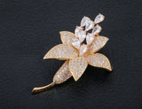 Diamond Flower S925 Silver Brooch for Women Anniversary Jewelry