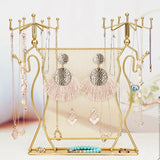 Diamond Grid Shape Jewelry Display Stand with Hanging Hooks