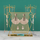 Diamond Grid Shape Jewelry Display Stand with Hanging Hooks