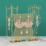 Diamond Grid Shape Jewelry Display Stand with Hanging Hooks