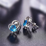 Diamond Heart S925 Silver Stud Earrings Women Wedding Jewelry