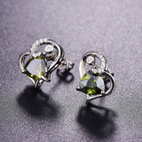 Diamond Heart S925 Silver Stud Earrings Women Wedding Jewelry