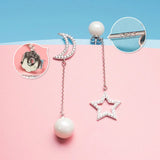 925 Sterling Silver Pearl Earrings Asymmetric Stud Tassel Jewelry