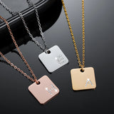 Diamond Initial Necklace Women Stainless Steel Pendant Letter Name Charm