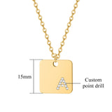 Diamond Initial Necklace Women Stainless Steel Pendant Letter Name Charm