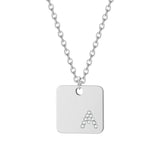 Diamond Initial Necklace Women Stainless Steel Pendant Letter Name Charm