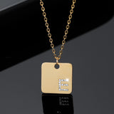Diamond Initial Necklace Women Stainless Steel Pendant Letter Name Charm