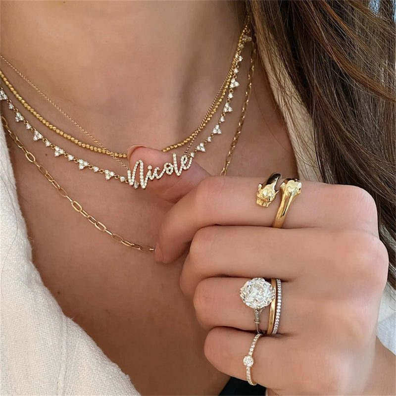 18k Diamond Name Necklace Personalized Script Name Jewelry for Women