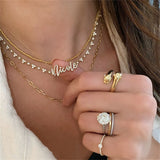 18k Diamond Name Necklace Personalized Script Name Jewelry for Women