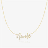 18k Diamond Name Necklace Personalized Script Name Jewelry for Women