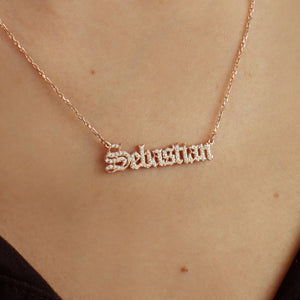 Diamond Name Necklace, Pave Name Necklace, Personalized Gift